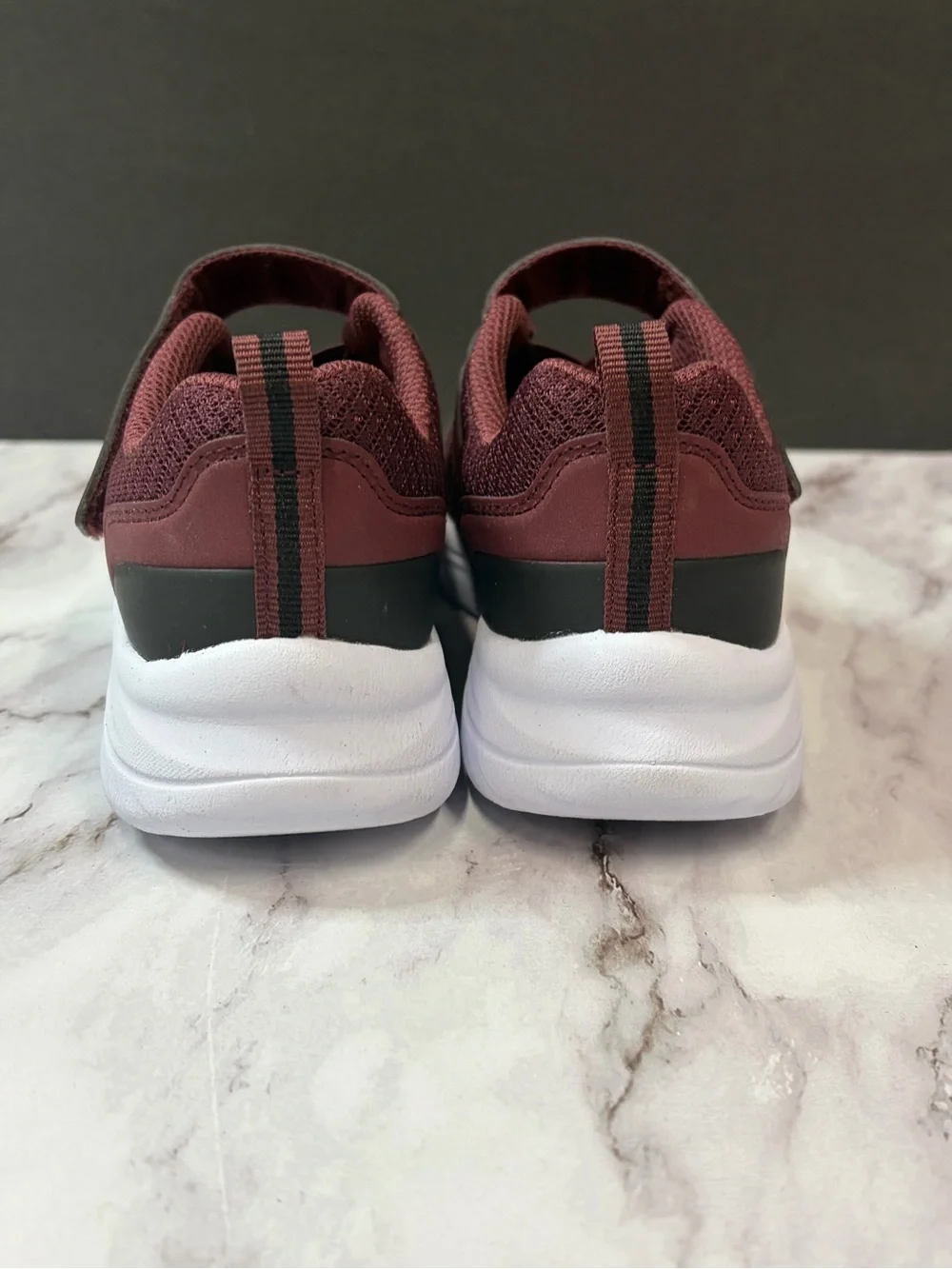 Skechers Kids Burgundy Mesh Athletic Sneakers with White Outsole